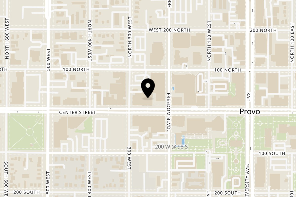 Map showing the location of Ednas Market & Grille Edna's Market & Grille - Provo on 250 W Center St #100 in Provo